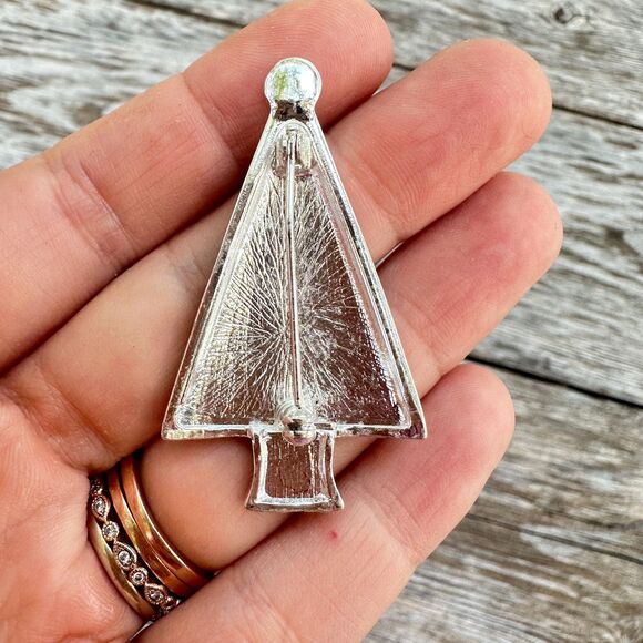 Vintage Jewelry Christmas Tree Brooch Pin Christmas Tree with Rhinestones - Picture 2 of 2